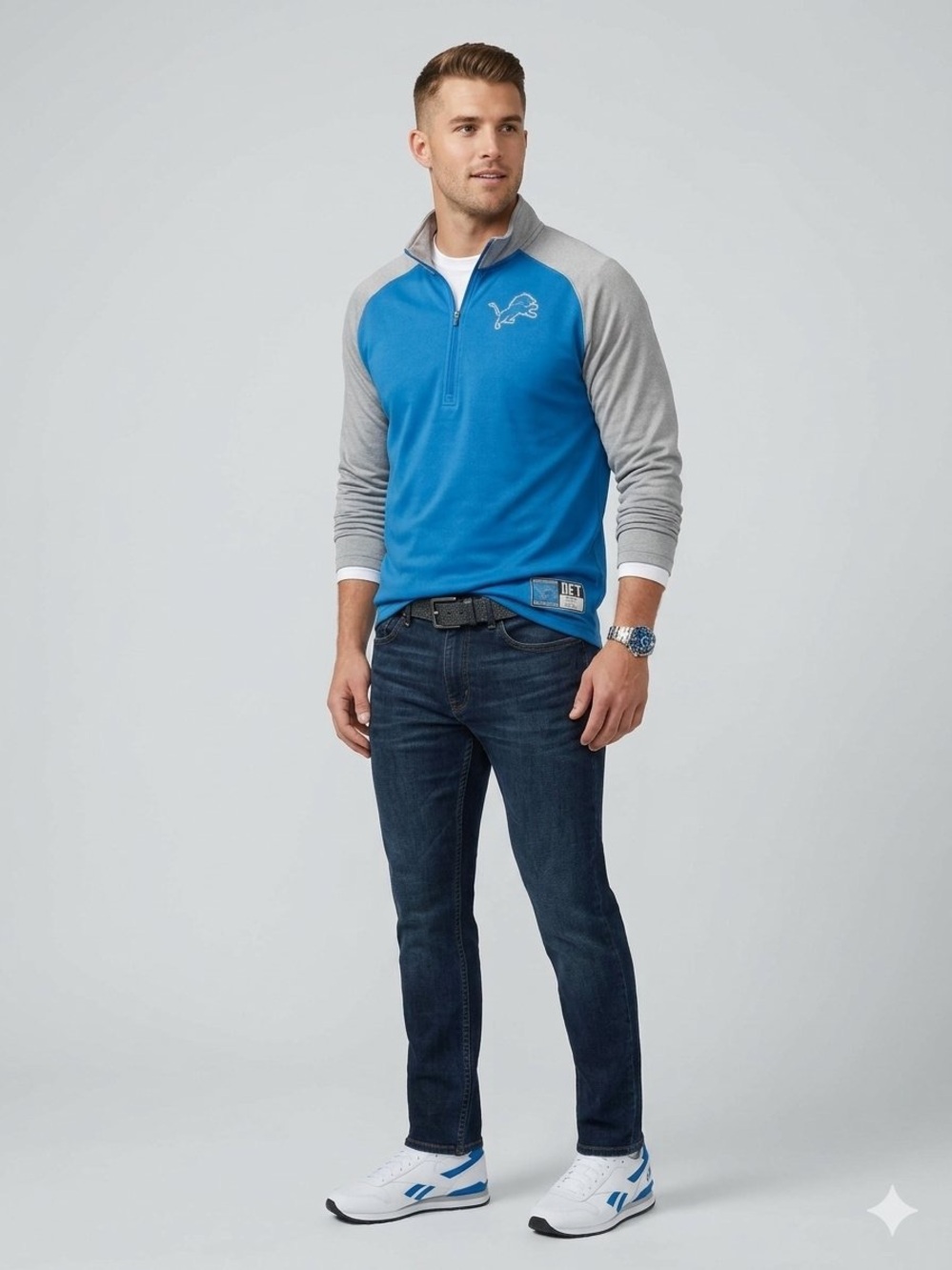 NFL Men's Half-Zip Pullover - Blue and Gray